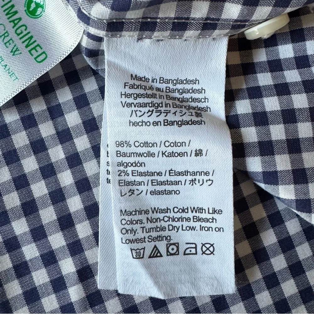 J. Crew Slim Mens Medium Blue White Gingham Button Down Shirt Checkered Plaid